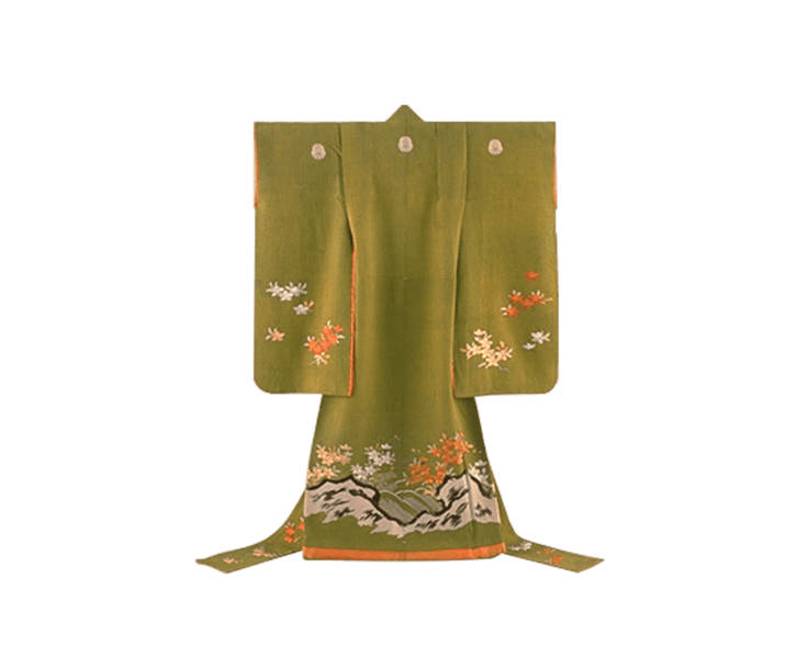 Furisode (Long-Sleeved Kimono) with Flowing Water, Rocks, and Azaleas