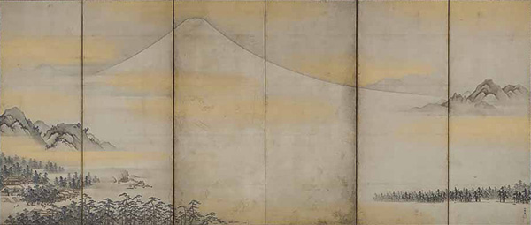 富士三保清见寺图屏风　狩野山雪绘　全展期展出