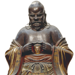 The Arhat Rāhula (Rakora Sonja) from Eighteen Arhats (Rakan). By Fan Daosheng (Han Dōsei). Manpuku-ji Temple, Kyoto.