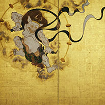 National Treasure. Wind God and Thunder God (Left Screen). By Tawaraya Sōtatsu. Kennin-ji Temple, Kyoto.