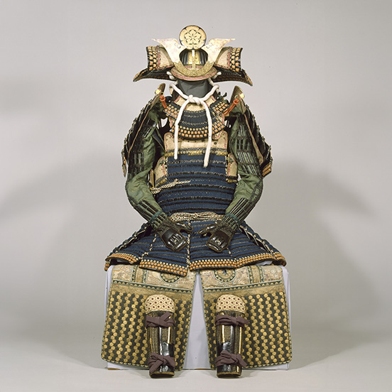 Domaru Armor with Dark Blue Lacing, Helmet and Wide Arm-Protectors