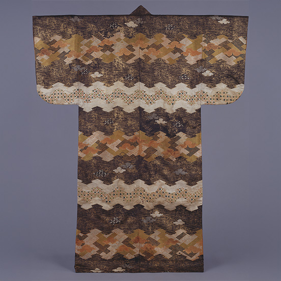 Kosode with Pine Bark, Diamond, and Small Flowers Patterns
