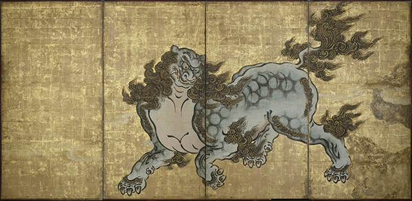 Important Cultural Property. Chinese Lion. Attributed to Kanō Sanraku. Honpō-ji Temple, Kyoto