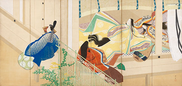 宇治の宮の姫君たち（右隻）　松岡映丘筆　兵庫・姫路市立美術館　＜通期展示＞　（画像提供：姫路市立美術館）　京都会場のみ展示
