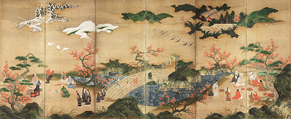 National Treasure. Maple Viewing at Takao</strong>By Kano Hideyori. Tokyo National Museum. Photo courtesy of Tokyo National Museum. [on view: October 8–23, 2022]