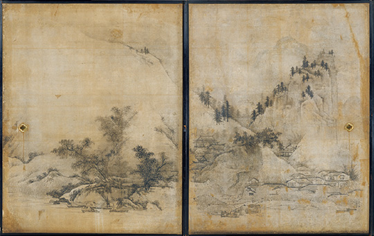 Important Cultural Property. Landscape. By Unkoku Tōgan.  Ōbai-in Temple, Kyoto