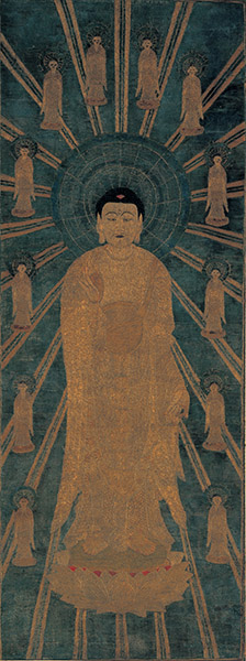 Embroidered Amida (Amitābha) Buddha. Jōshō-ji Temple, Fukui. [on view: March 25–April 23, 2023]