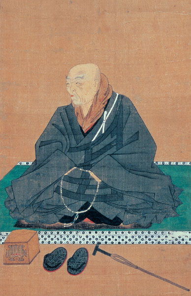 National Treasure. Portrait of Master Shinran, Known as Anjō no goei (“Anjō Portrait”), (Reproduction of 1255 Version). Hymns and inscriptions on reverse by Rennyo. Nishi Hongwan-ji Temple, Kyoto. [on view March 25 –April 2, 2023]
