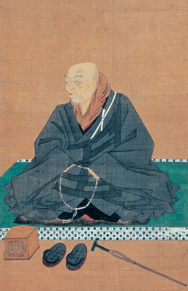 National Treasure. Portrait of Master Shinran, Known as Anjō no goei (“Anjō Portrait”), (Reproduction of 1255 Version). Hymns and inscriptions on reverse by Rennyo. Nishi Hongwan-ji Temple, Kyoto. [on view March 25 –April 2, 2023]
