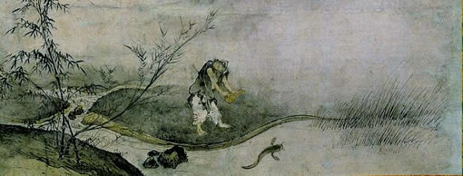 Josetsu, Catching a Catfish with a Gourd< (Detail)