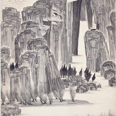 斉白石筆　宋法山水図　近代　中華民国11年（1922）（さいはくせきひつ　そうほうさんすいず）