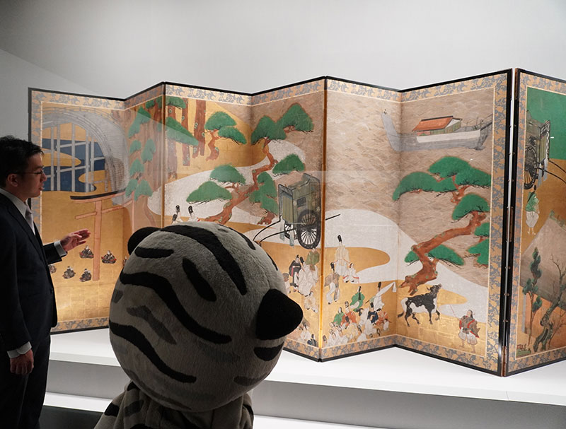 国宝　源氏物語関屋澪標図屛風　俵屋宗達筆（東京・静嘉堂文庫美術館所蔵）
