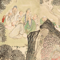 No.136 Important Cultural Property Gathering at the Orchid Pavilion; Gathering at Dragon Peak  By Ike no Taiga Shizuoka Prefectural Museum of Art