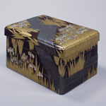 Writing Box with Eight Bridges (Yatsuhashi) and Irises in Makie and Mother-of-Pearl Inlay, By Ogata Kōrin. National Treasure. Tokyo National Museum