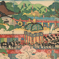 View of the kamo (Kamigamo) Shrine in Kyoto By Utagawa Yoshitsuya [on view: 10/15-11/6]