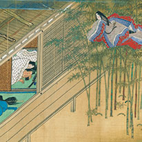 Illustrated Chronicle of the Miracles of the Kasuga Deity (Kasuga gongen genki e), Scroll 1. Painting by Takashina Takakane. Calligraphy by Takatsukasa Mototada and his descendants. The Museum of the Imperial Collections, Sannomaru Shōzōkan [this scroll on view: Nov. 3–23, 2020]