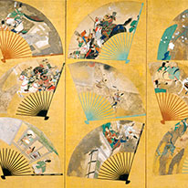 Scattered Fans (right screen). By Tawaraya Sōtatsu. The Museum of the Imperial Collections, Sannomaru Shōzōkan [on view: Nov. 3–23, 2020]