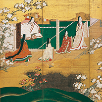 Scenes from The Tale of Genji (left screen). Traditionally attributed to Kano Eitoku. The Museum of the Imperial Collections, Sannomaru Shōzōkan [on view: Nov. 3–23, 2020]
