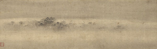 National Treasure. Evening Bell from a Mist-Shrouded Temple. Attributed to Muqi. Hatakeyama Memorial Museum of Fine Art [on view: November 9–December 5, 2021]