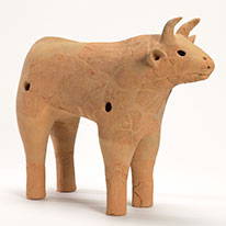 Haniwa, Bull. Excavated from the Imashirozuka tumulus, Osaka. Imashirozuka Museum, Takatsuki, Osaka