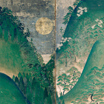 Landscapes with the sun and moon, Important Cultural Property (Kongō-ji Temple)
