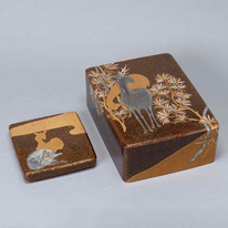 Stationery Box and Inkstone Case with Yew Pines and Deer in Makie and Mother-of-Pearl Inlay by Nagata Yūji Kyoto National Museum