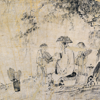 Illustrated Fan with Wang Xizhi by Josetsu, Important Cultural Property (Kyoto National Museum)