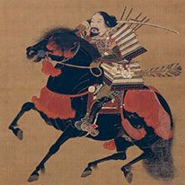 Important Cultural Property. Portrait of Warrior on Horseback. Kyoto National Museum