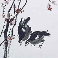 Mynahs and Red Plum Blossoms. Collection by Suma Yakichirō, Gift of Suma Michiaki Kyoto National Museum.
