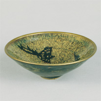 Taihi Tenmoku Tea Bowl with Long-tailed Bird (Kyoto National Museum)