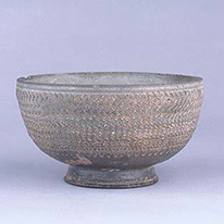 Bowl, Stoneware with stamped decoration, Excavation site unknown, Kyoto National Museum