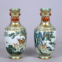 Pair of Vases with Deer and Pine Scenery Kyoto National Museum