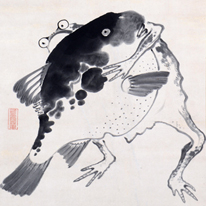 Wrestling of Frog and Pufferfish by Itō Jakuchū