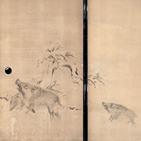Wild Boars, Deer, and Monkeys in the Snow By Mori Sosen Kōsei-in temple, Kyoto 